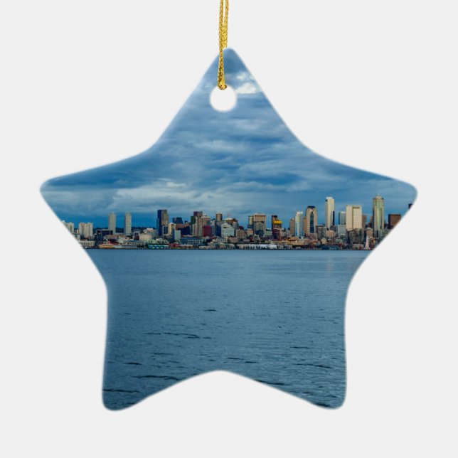 Seattle horisont på skymningen julgransprydnad keramik (Framsidan)