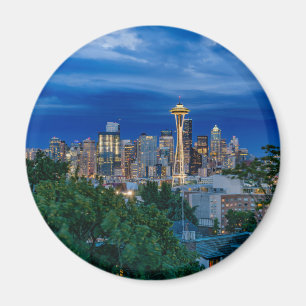 Seattle horisont på skymningen magnet