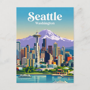 Seattle horisont USA Vykort