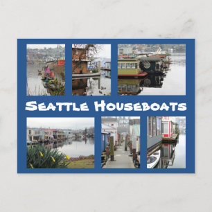 Seattle Houseboat Collage Vykort
