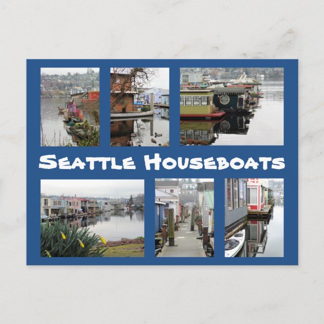 Seattle Houseboat Collage Vykort (Framsida)