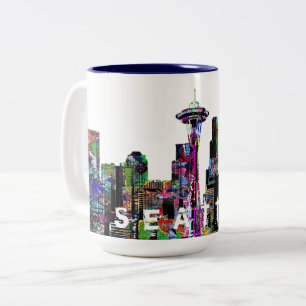 Seattle i graffiti Två-Tonad mugg