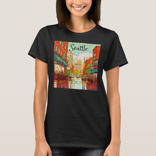 Seattle i Rain T Shirt (Framsida)