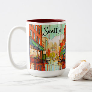 Seattle i Rain Två-Tonad Mugg