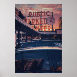 Seattle Ikoniska Pike Market Center Poster