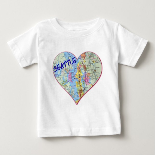 Seattle Karta Heart Tee Shirt (Framsida)