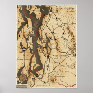 Seattle Karta Poster