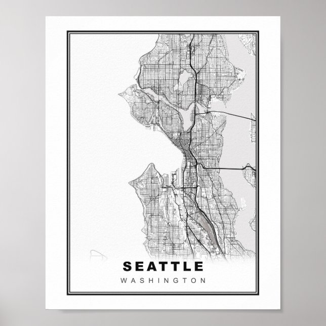 Seattle Karta Poster (Framsidan)