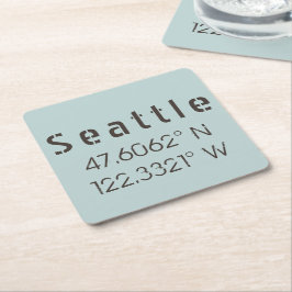 Seattle Latitude och longitud Underlägg Papper Kvadrat