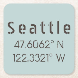 Seattle Latitude och longitud Underlägg Papper Kvadrat