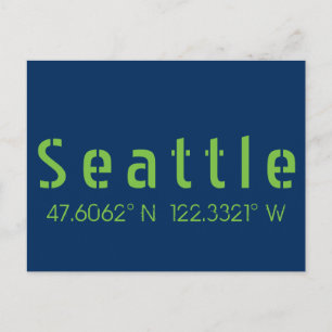 Seattle Longitud Latitude Team Färg Vykort