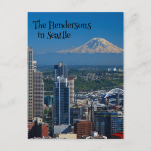 Seattle med berget Rainier Photography Vykort