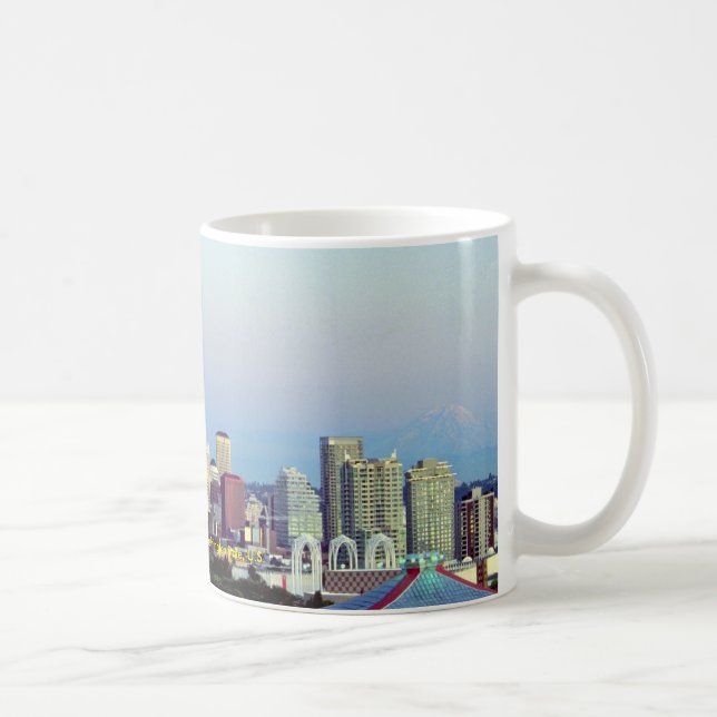 Seattle med Mount Rainier, stat Washington, U.S. Kaffemugg (Höger)