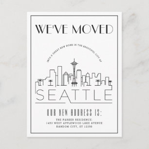 Seattle Modern Deco Ny adress Meddelande Vykort
