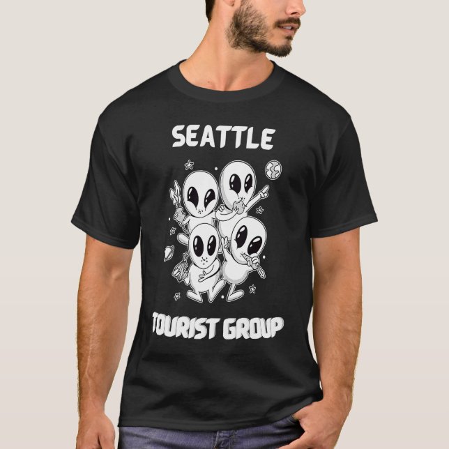Seattle Native Pride Alien  State Tourist Space T Shirt (Framsida)