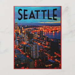 Seattle Night Skyline Vykort