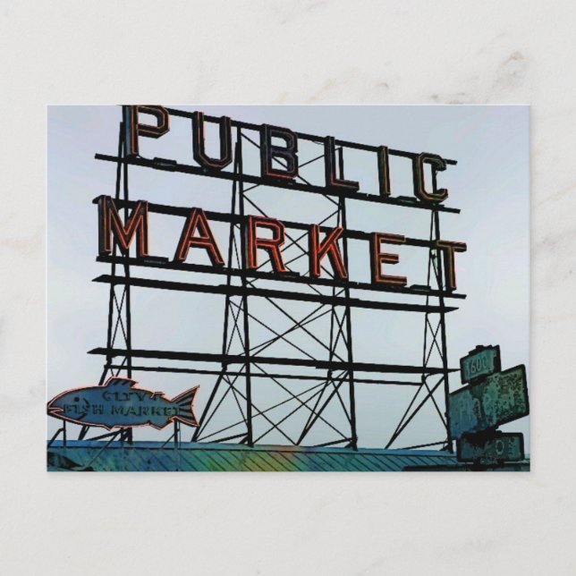 Seattle Open Fish Market Vykort (Framsida)