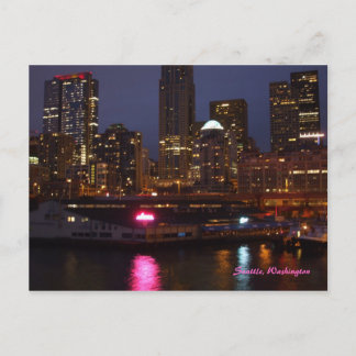 Seattle på natten vykort