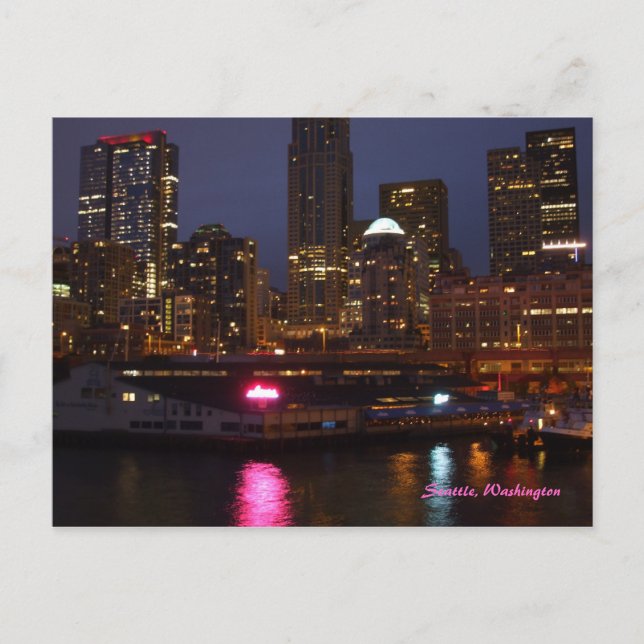 Seattle på natten vykort (Framsida)