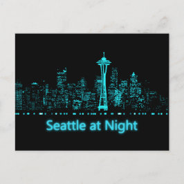 Seattle på natten vykort