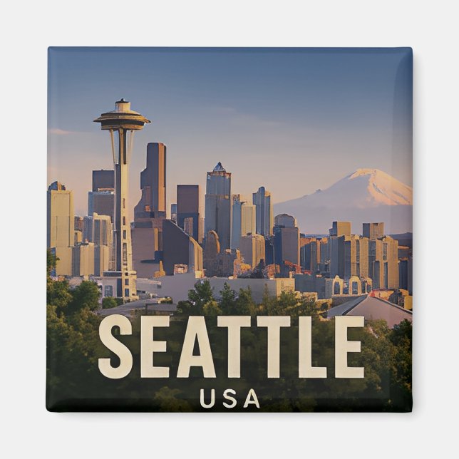 ☕ Seattle Pacific Northwest Resa Present ☕ Magnet (Framsidan)
