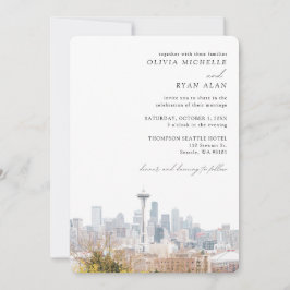 Seattle Photo Bröllop Elegant Skyline-inbjudan Inbjudningar