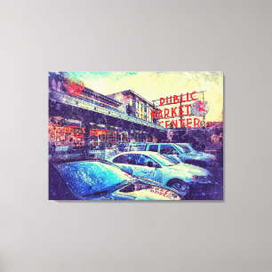 Seattle Pike Market Canvastryck
