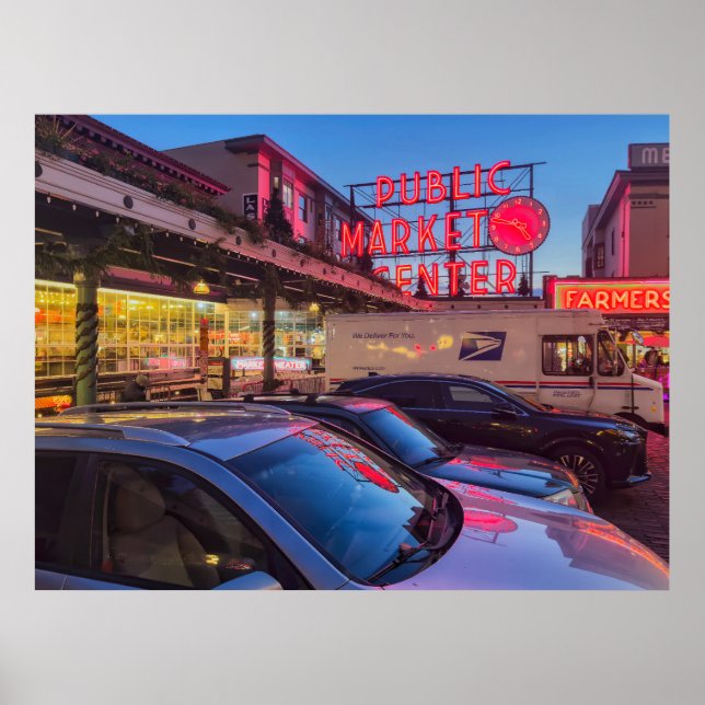 Seattle Pike Market-skylt Poster (Framsidan)