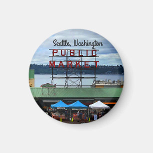 Seattle Public Market Center #3 Round Magnet