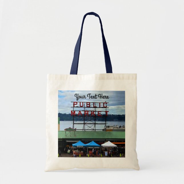 Seattle Public Market Center #3 Tote Bag Tygkasse (Framsidan)