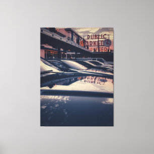 Seattle Public Market Centre i Twilight Canvastryck