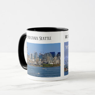 Seattle, Puget Ljud, Mt. Rainier, Seattle hamn Mugg