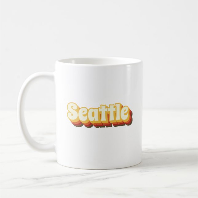 Seattle Retro Vintage Text Kaffemugg (Vänster)