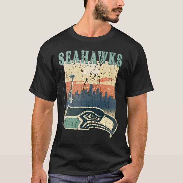 Seattle Seahawks Vintage Stil T Shirt (Framsida)