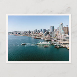 Seattle Siluett Foto Flygbild Downtown Vykort