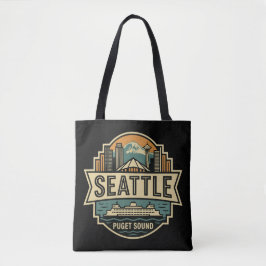 Seattle Siluett Washington USA Retro Märke Tygkasse