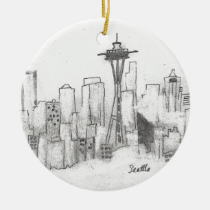 Seattle skissar julgransprydnad keramik