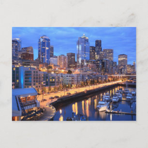 Seattle skyline and harbor, Washington State Vykort