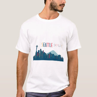 Seattle Skyline Blue T Shirt