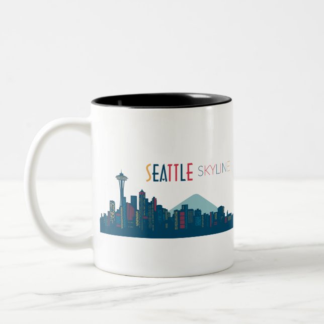 Seattle Skyline Blue Två-Tonad Mugg (Vänster)