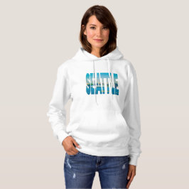 Seattle Skyline Fototypografi Modern vattenfärg Tee Shirt