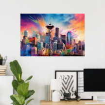Seattle Skyline Graffiti Art
