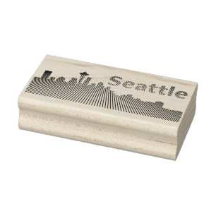 Seattle Skyline grafik i svartvitt Stämpel