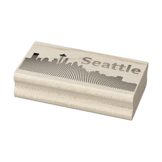 Seattle Skyline grafik i svartvitt Stämpel (Stämpel)