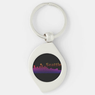 Seattle Skyline-grafik Swirl Silverfärgad Nyckelring