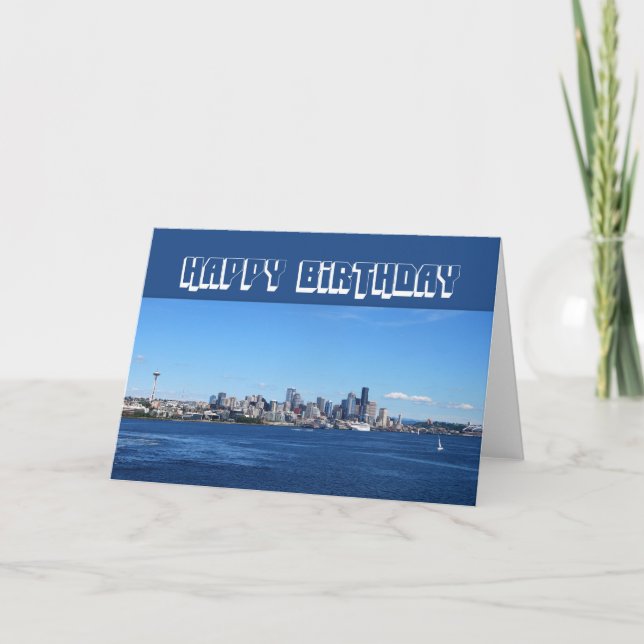 Seattle Skyline Grattis på födelsedagen Kort (Framsida)