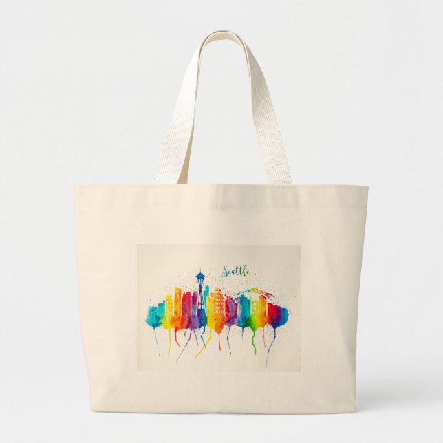 Seattle Skyline Jumbo Canvas Tote Bag Tygkasse (Framsidan)