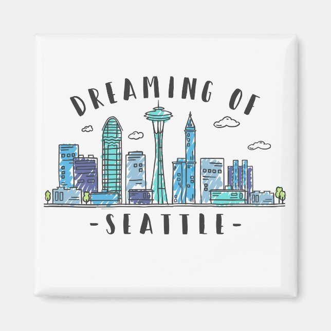 Seattle Skyline Magnet (Framsidan)
