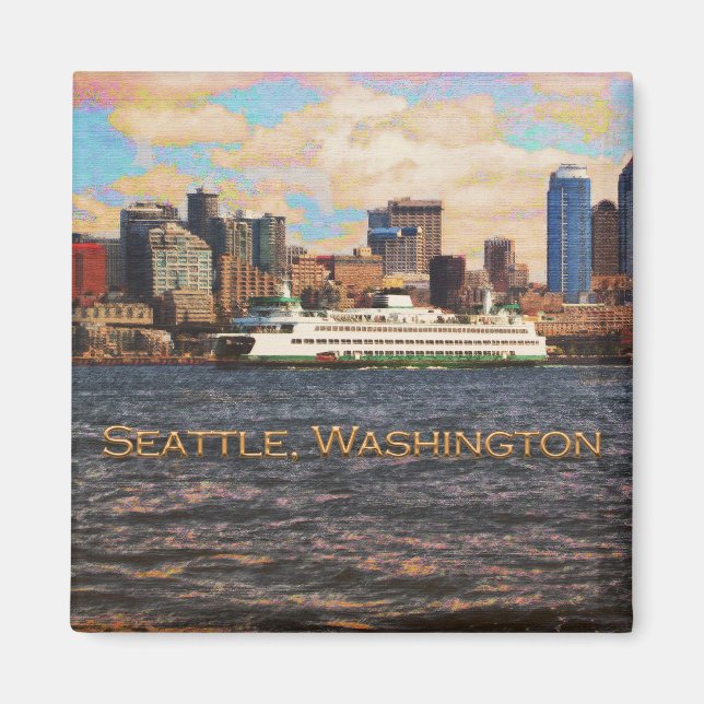 Seattle Skyline Magnet (Framsidan)