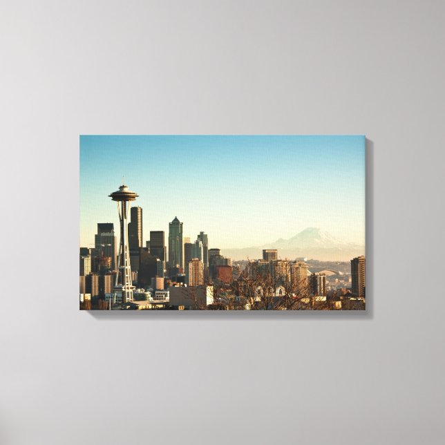 Seattle skyline och Space Nål Canvastryck (Framsida)